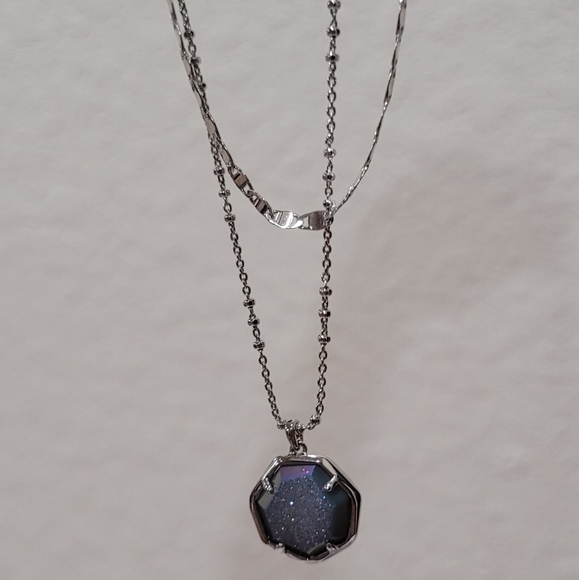 NWT Kendra Scott Drusy Necklace Layered Silver - Picture 9 of 16
